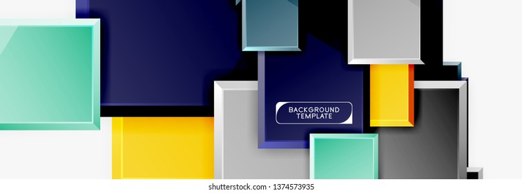 Geometrical design squares abstract banner, glossy shiny effects. Vector geometric minimal template