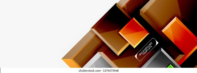 Geometrical design squares abstract banner, glossy shiny effects. Vector geometric minimal template