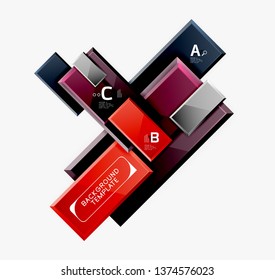 Geometrical design squares abstract banner, glossy shiny effects. Vector geometric minimal template