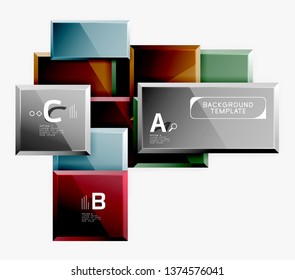 Geometrical design squares abstract banner, glossy shiny effects. Vector geometric minimal template