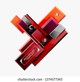 Geometrical design squares abstract banner, glossy shiny effects. Vector geometric minimal template