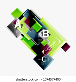 Geometrical design squares abstract banner, glossy shiny effects. Vector geometric minimal template