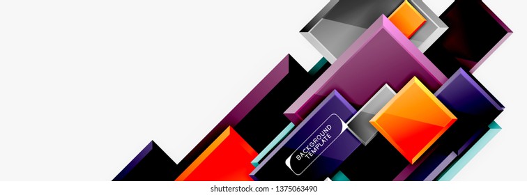 Geometrical design squares abstract banner, glossy shiny effects. Vector geometric minimal template
