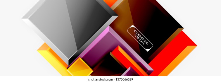 Geometrical design squares abstract banner, glossy shiny effects. Vector geometric minimal template