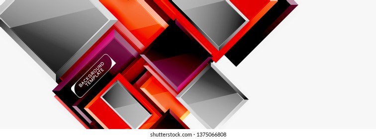Geometrical design squares abstract banner, glossy shiny effects. Vector geometric minimal template