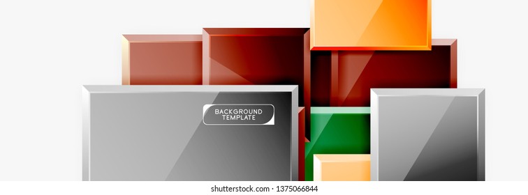Geometrical design squares abstract banner, glossy shiny effects. Vector geometric minimal template