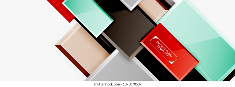 Geometrical design squares abstract banner, glossy shiny effects. Vector geometric minimal template