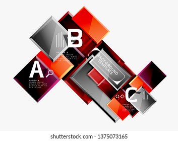 Geometrical design squares abstract banner, glossy shiny effects. Vector geometric minimal template