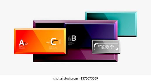 Geometrical design squares abstract banner, glossy shiny effects. Vector geometric minimal template