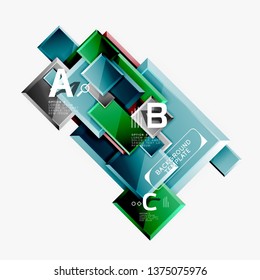 Geometrical design squares abstract banner, glossy shiny effects. Vector geometric minimal template