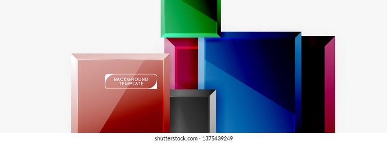 Geometrical design squares abstract banner, glossy shiny effects. Vector geometric minimal template