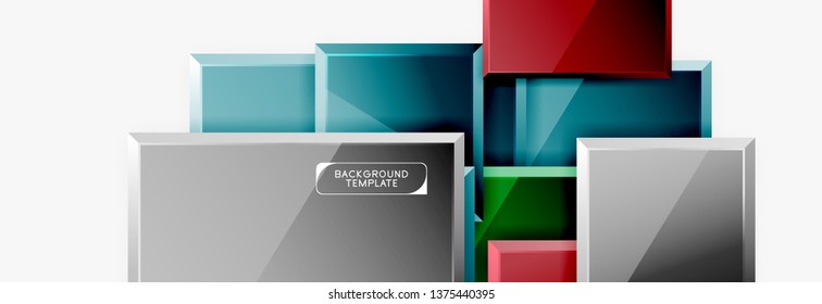 Geometrical design squares abstract banner, glossy shiny effects. Vector geometric minimal template