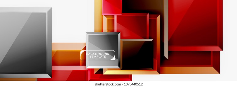 Geometrical design squares abstract banner, glossy shiny effects. Vector geometric minimal template