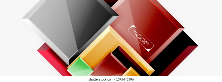 Geometrical design squares abstract banner, glossy shiny effects. Vector geometric minimal template