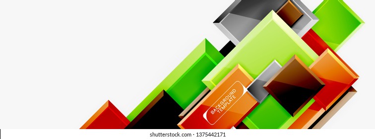Geometrical design squares abstract banner, glossy shiny effects. Vector geometric minimal template
