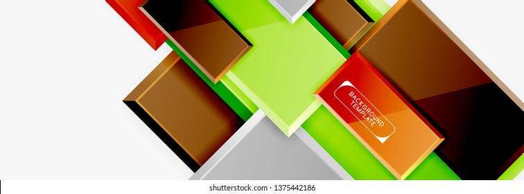 Geometrical design squares abstract banner, glossy shiny effects. Vector geometric minimal template