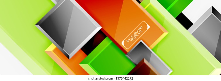 Geometrical design squares abstract banner, glossy shiny effects. Vector geometric minimal template