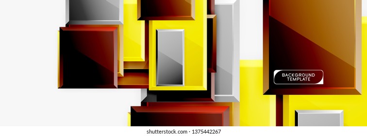 Geometrical design squares abstract banner, glossy shiny effects. Vector geometric minimal template