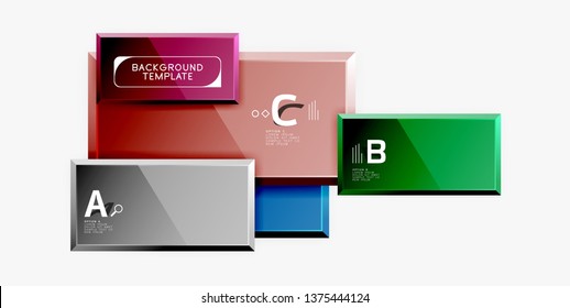 Geometrical design squares abstract banner, glossy shiny effects. Vector geometric minimal template