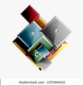 Geometrical design squares abstract banner, glossy shiny effects. Vector geometric minimal template