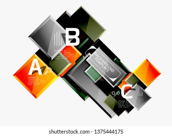Geometrical design squares abstract banner, glossy shiny effects. Vector geometric minimal template