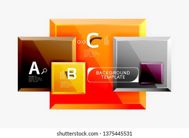 Geometrical design squares abstract banner, glossy shiny effects. Vector geometric minimal template