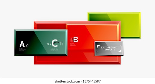 Geometrical design squares abstract banner, glossy shiny effects. Vector geometric minimal template