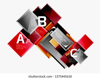 Geometrical design squares abstract banner, glossy shiny effects. Vector geometric minimal template