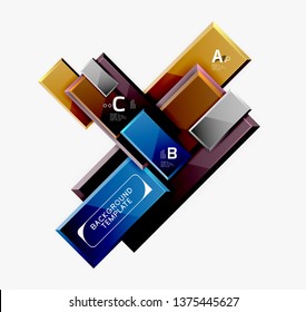 Geometrical design squares abstract banner, glossy shiny effects. Vector geometric minimal template