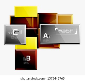 Geometrical design squares abstract banner, glossy shiny effects. Vector geometric minimal template