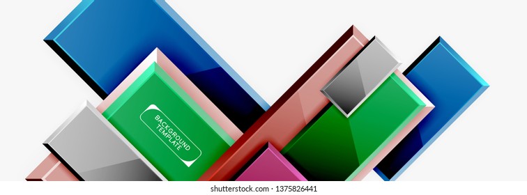 Geometrical design squares abstract banner, glossy shiny effects. Vector geometric minimal template