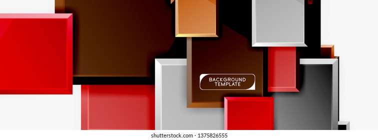 Geometrical design squares abstract banner, glossy shiny effects. Vector geometric minimal template