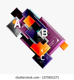 Geometrical design squares abstract banner, glossy shiny effects. Vector geometric minimal template