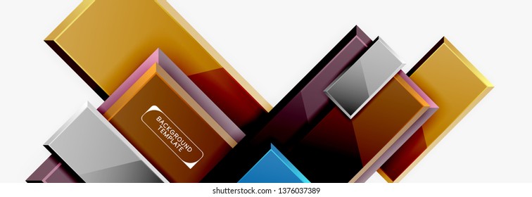 Geometrical design squares abstract banner, glossy shiny effects. Vector geometric minimal template