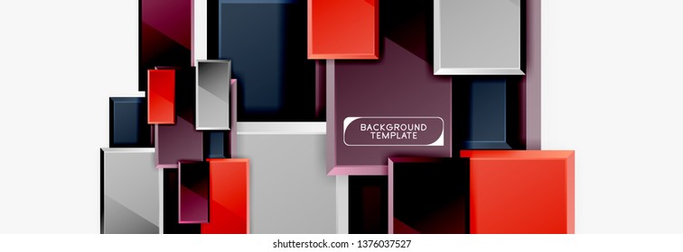 Geometrical design squares abstract banner, glossy shiny effects. Vector geometric minimal template