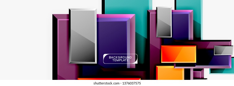 Geometrical design squares abstract banner, glossy shiny effects. Vector geometric minimal template