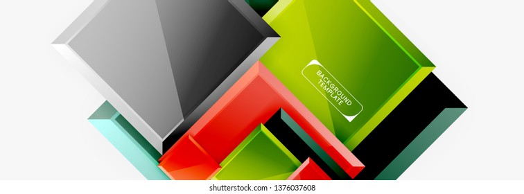Geometrical design squares abstract banner, glossy shiny effects. Vector geometric minimal template