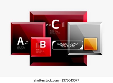 Geometrical design squares abstract banner, glossy shiny effects. Vector geometric minimal template