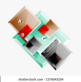 Geometrical design squares abstract banner, glossy shiny effects. Vector geometric minimal template