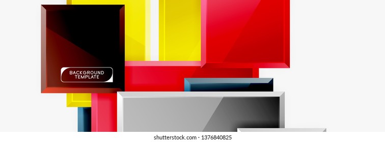 Geometrical design squares abstract banner, glossy shiny effects. Vector geometric minimal template