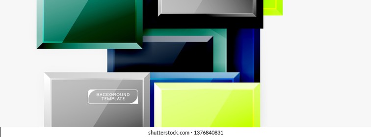 Geometrical design squares abstract banner, glossy shiny effects. Vector geometric minimal template