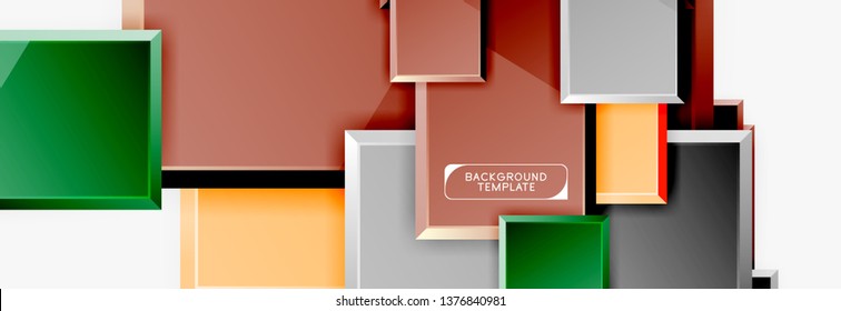 Geometrical design squares abstract banner, glossy shiny effects. Vector geometric minimal template