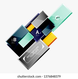 Geometrical design squares abstract banner, glossy shiny effects. Vector geometric minimal template