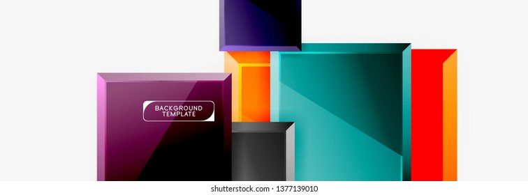 Geometrical design squares abstract banner, glossy shiny effects. Vector geometric minimal template