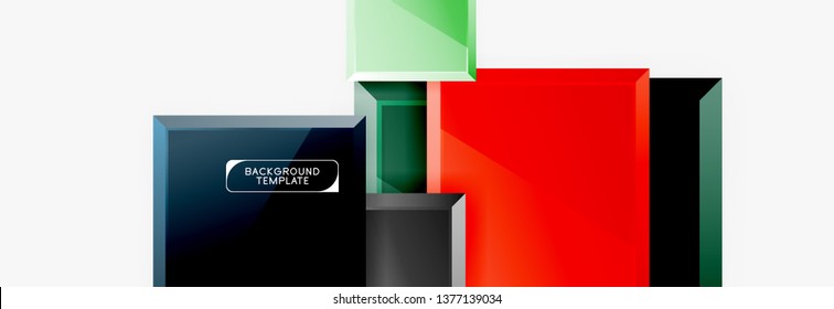 Geometrical design squares abstract banner, glossy shiny effects. Vector geometric minimal template