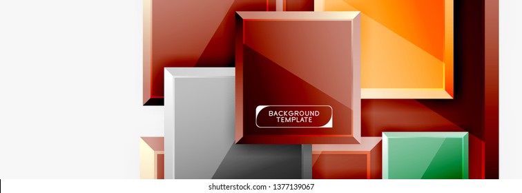 Design geométrico quadrados banner abstrato, efeitos brilhantes brilhantes brilhantes brilhantes. Modelo mínimo geométrico do vetor