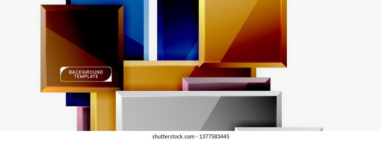 Geometrical design squares abstract banner, glossy shiny effects. Vector geometric minimal template