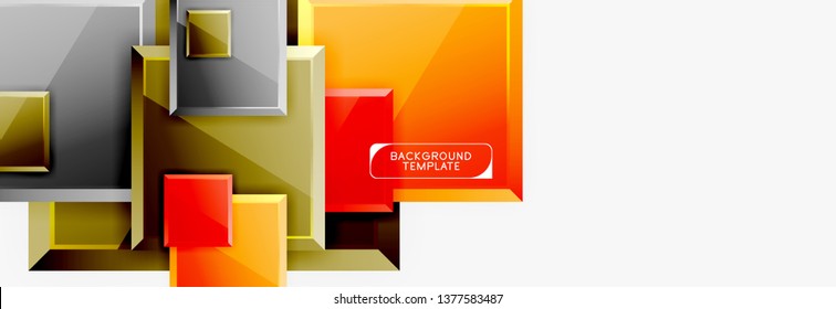Geometrical design squares abstract banner, glossy shiny effects. Vector geometric minimal template