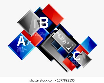 Geometrical design squares abstract banner, glossy shiny effects. Vector geometric minimal template