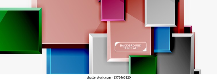 Geometrical design squares abstract banner, glossy shiny effects. Vector geometric minimal template